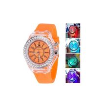 Luminous Coloful Light Watch LED Crystal Bling Couple Teen Girls Party Silicone